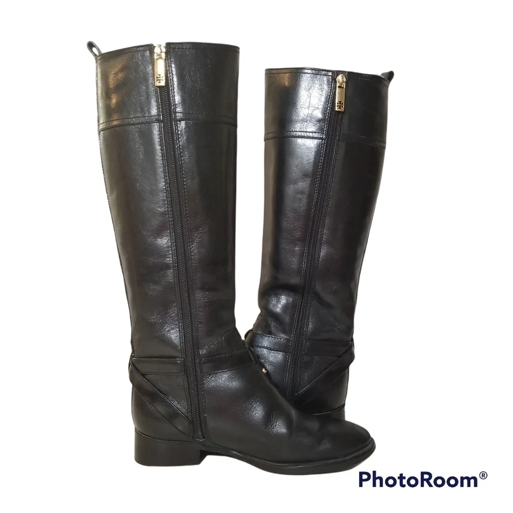 TORY BURCH Brita Tall Black Leather Riding Boots size 5.5